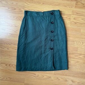 Ann Taylor Dark Green Button Pencil Skirt